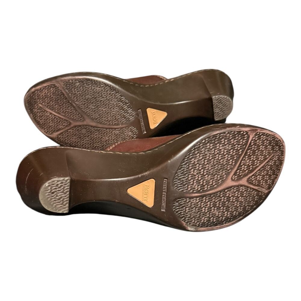 Born Brown Leather Mule Clogs Womens Size 8 EU 39 Slip On Comfort Heeled Shoes - Picture 10 of 10